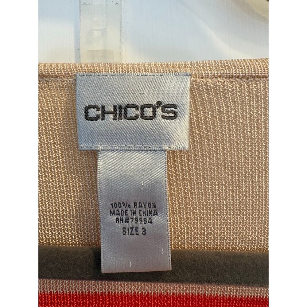 Chicos Sunset Stripe Paradiso Tab Sleeve Knit Sweater Tunic V-Neck Size 3 / XL - Picture 4 of 4